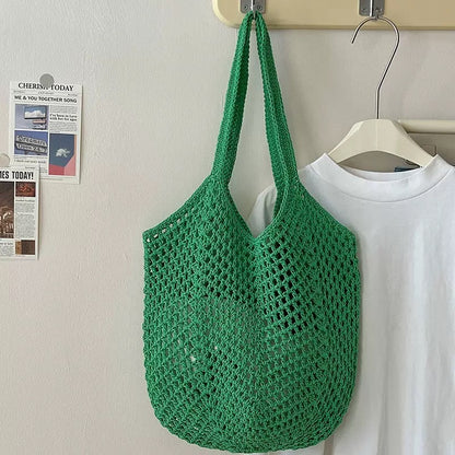 Hand-embroidered knitted bag