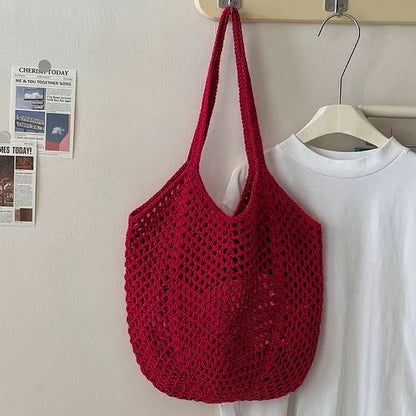 Hand-embroidered knitted bag