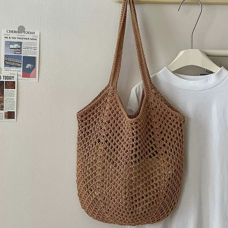 Hand-embroidered knitted bag