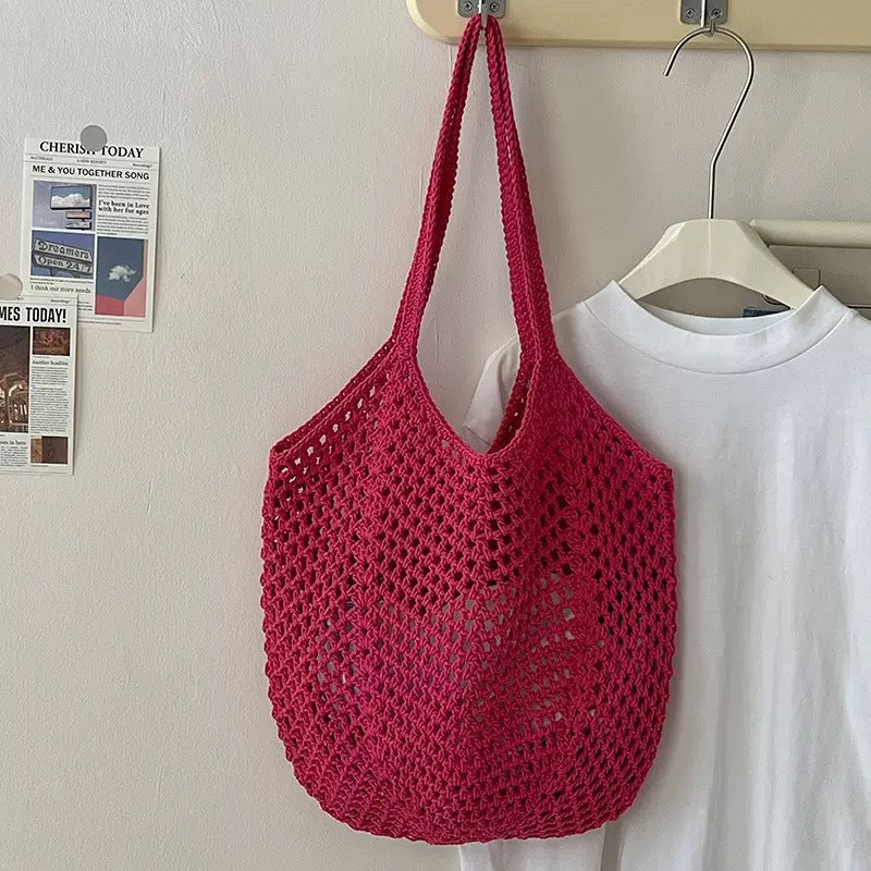 Hand-embroidered knitted bag
