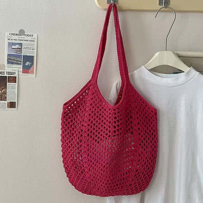Hand-embroidered knitted bag