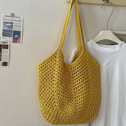 Hand-embroidered knitted bag