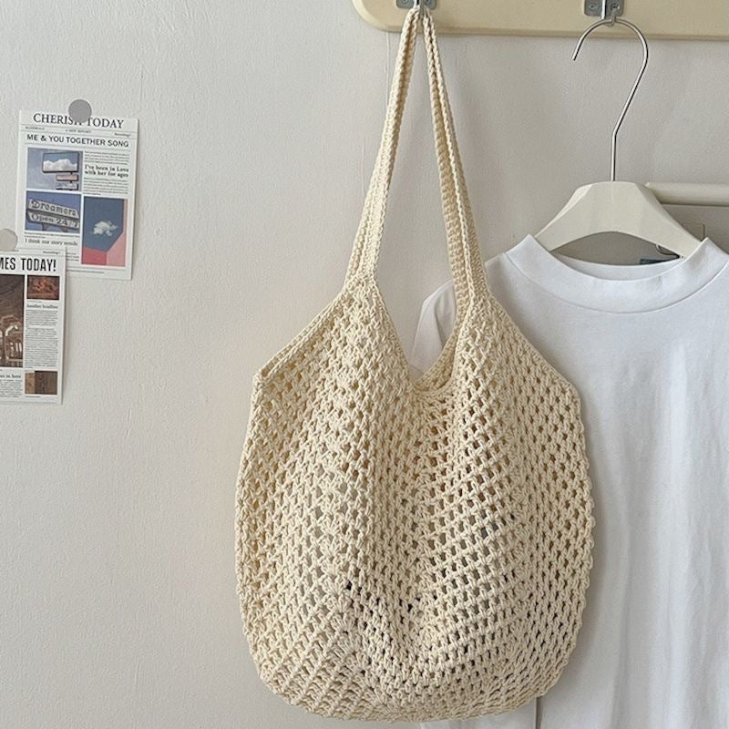 Hand-embroidered knitted bag